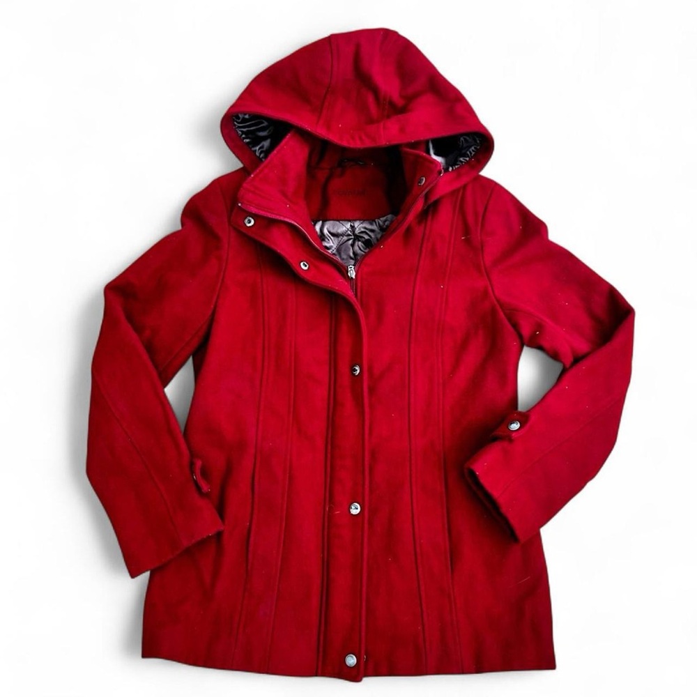 Calvin Klein elegant Red hooded warm and thick coat with black lining